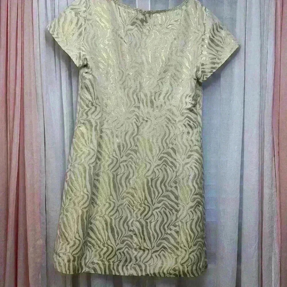 Lilly Pulitzer Sz 14 Millianua gold jacquard dress zebra print item# 5D - Picture 9 of 13